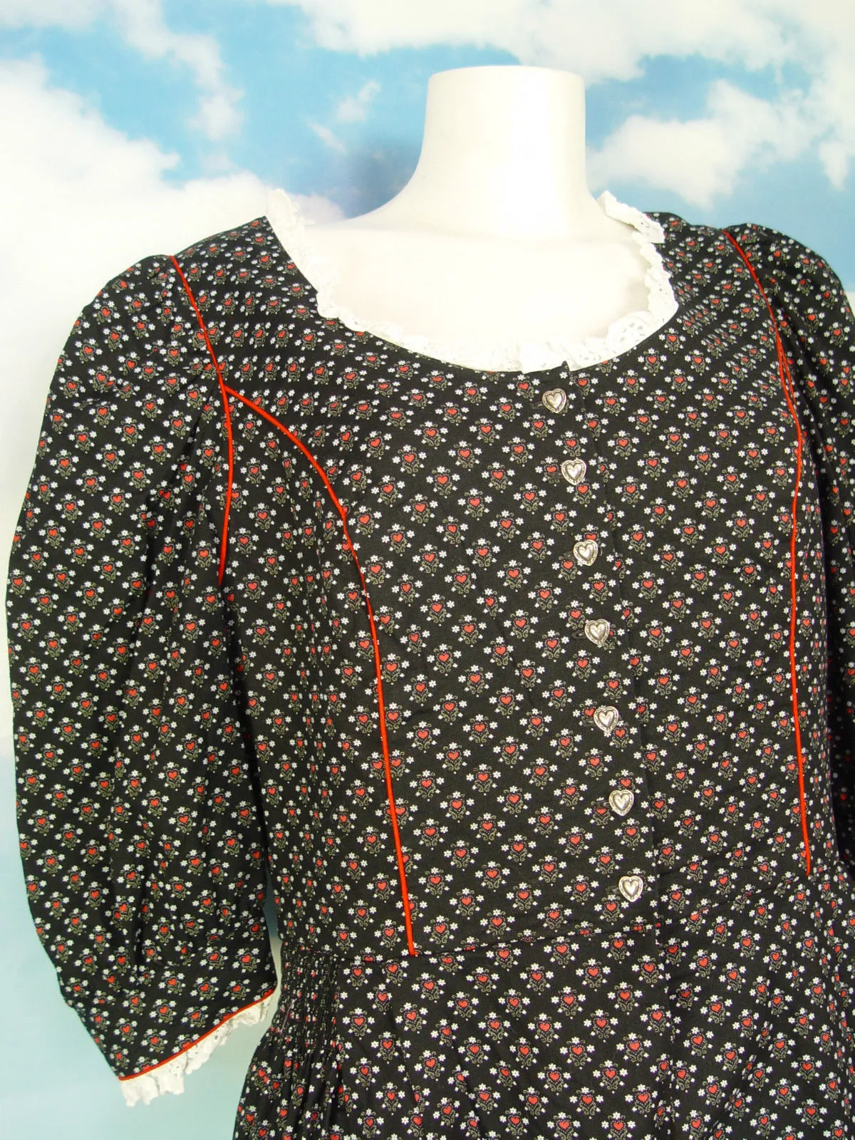 ALPHORN Feinmuster & Häkelspitze orig.Vintage Dirndl ohne Schürze -DK340- Gr.44