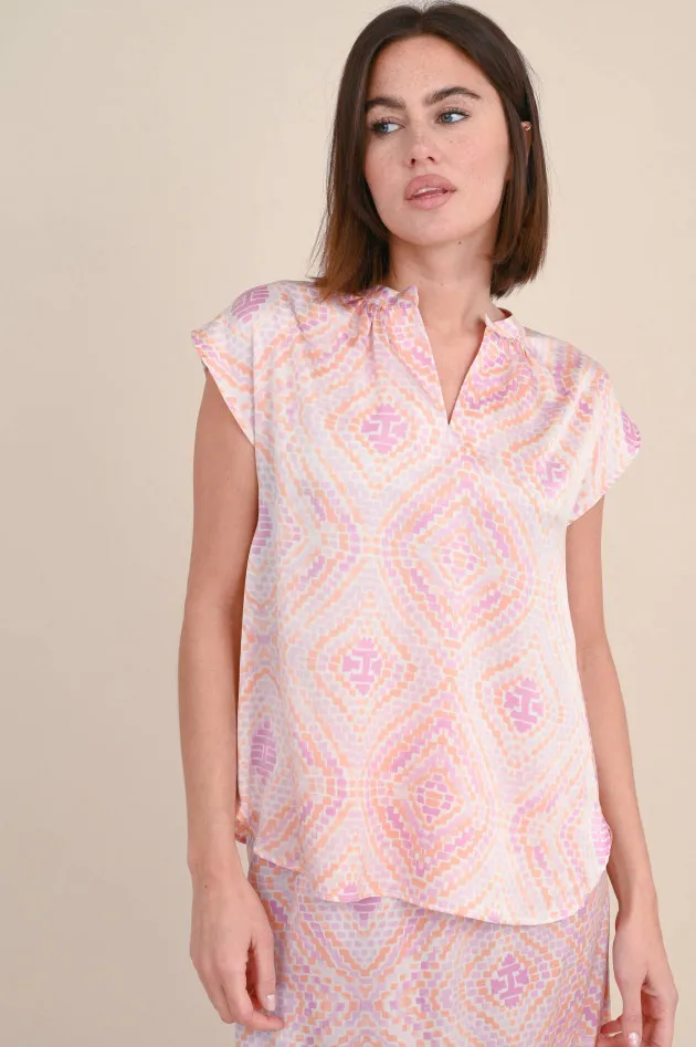 Blusenshirt FILIPA aus Seide in Lila/Orange