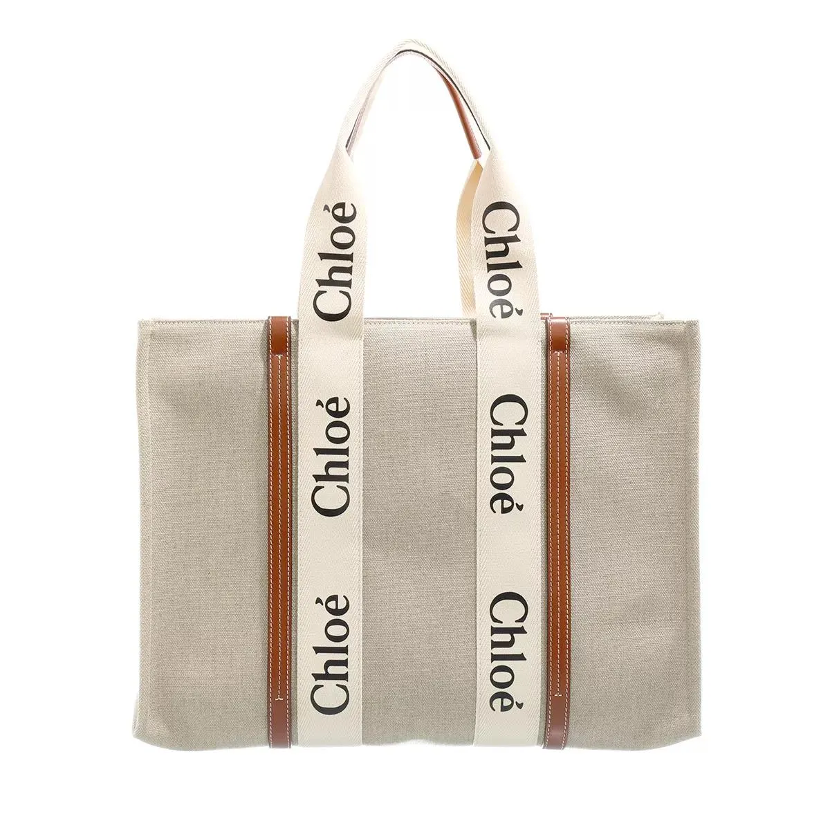   Chloé  Large Woody Tote Bag White Brown  Tote 