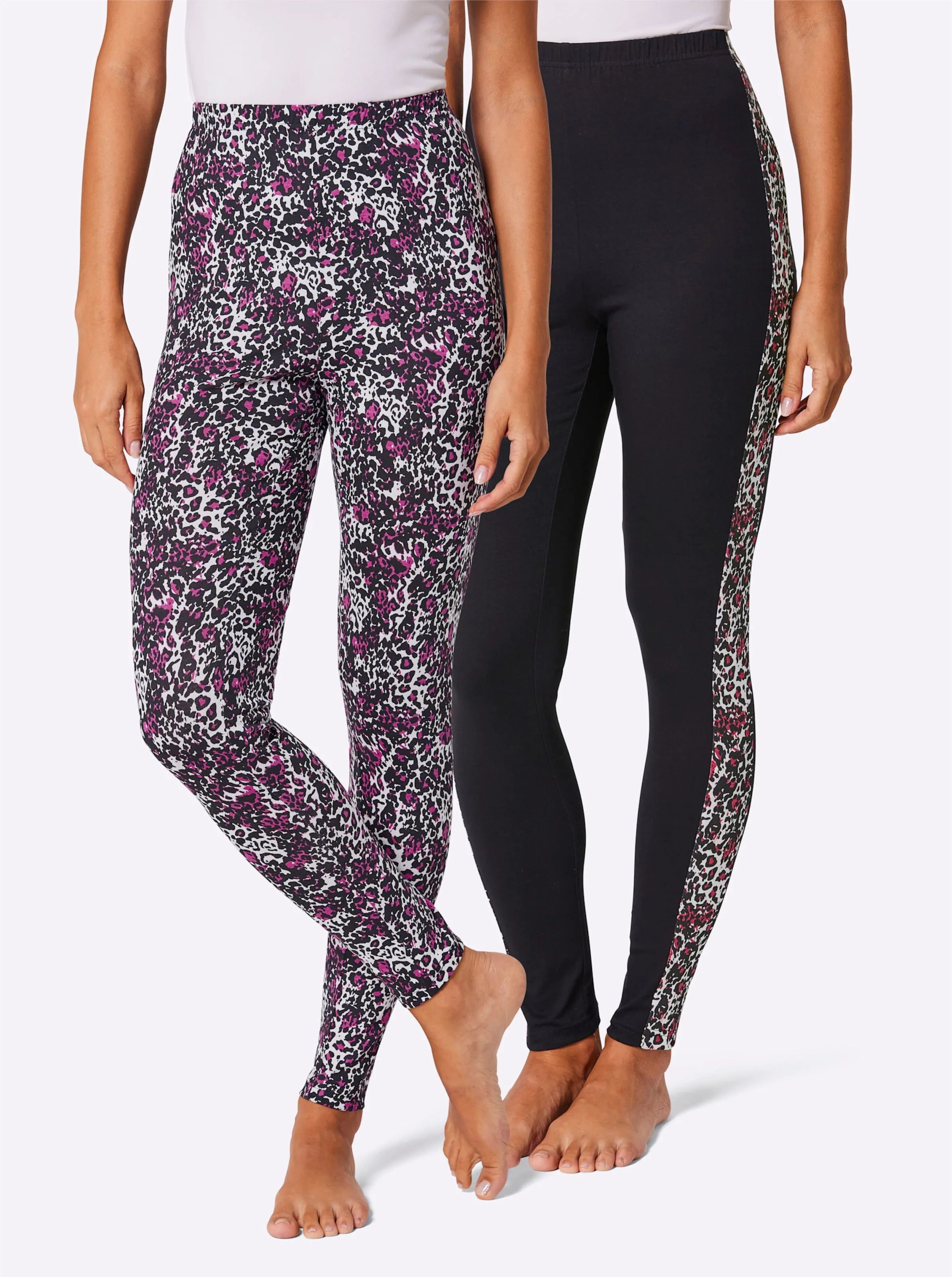 feel good Leggings in magenta-schwarz-bedruckt
