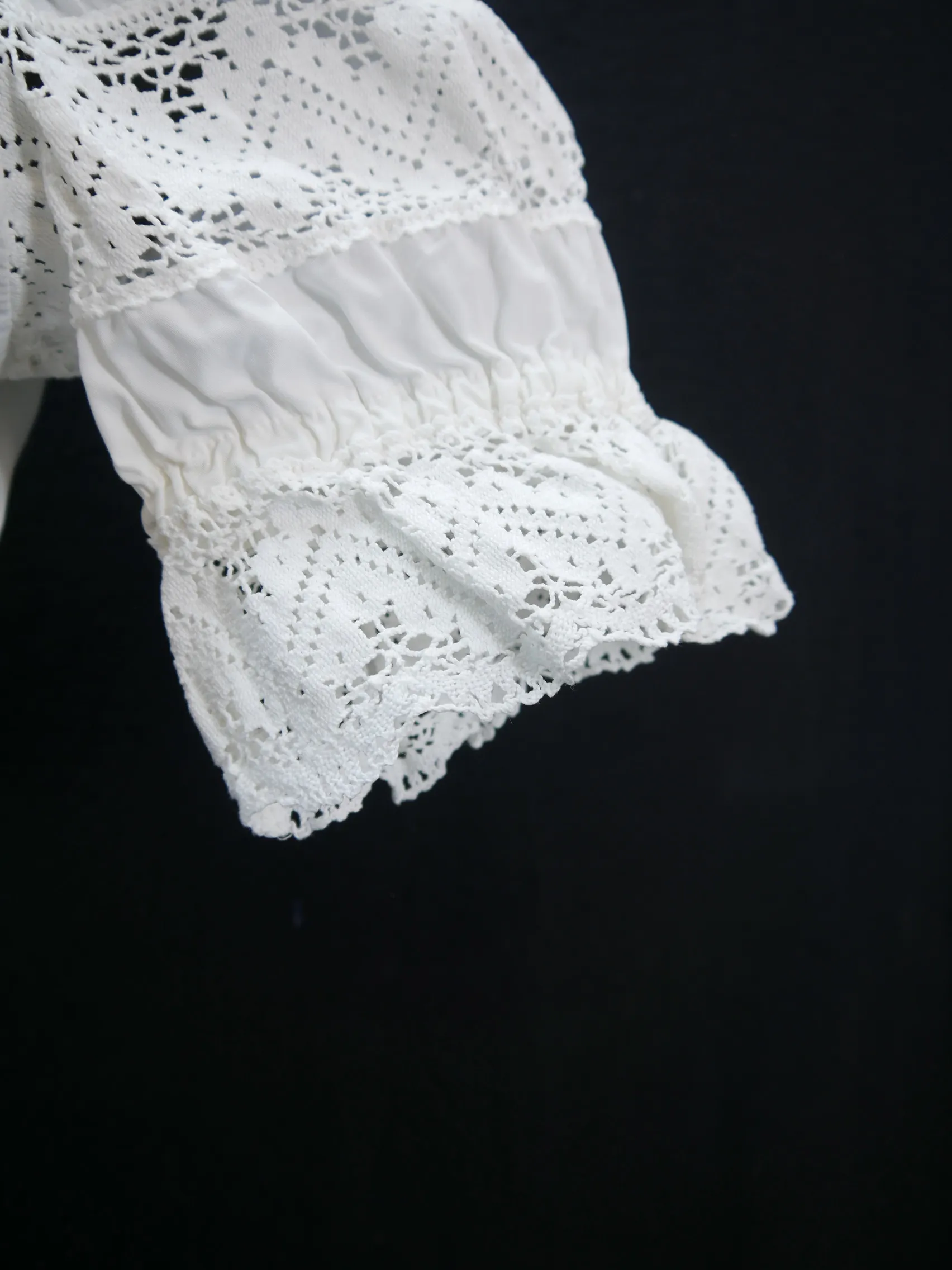 Gr.38 Dirndlbluse Vintage süße Bluse für Dirndl Baumwolle mit Spitze B9107