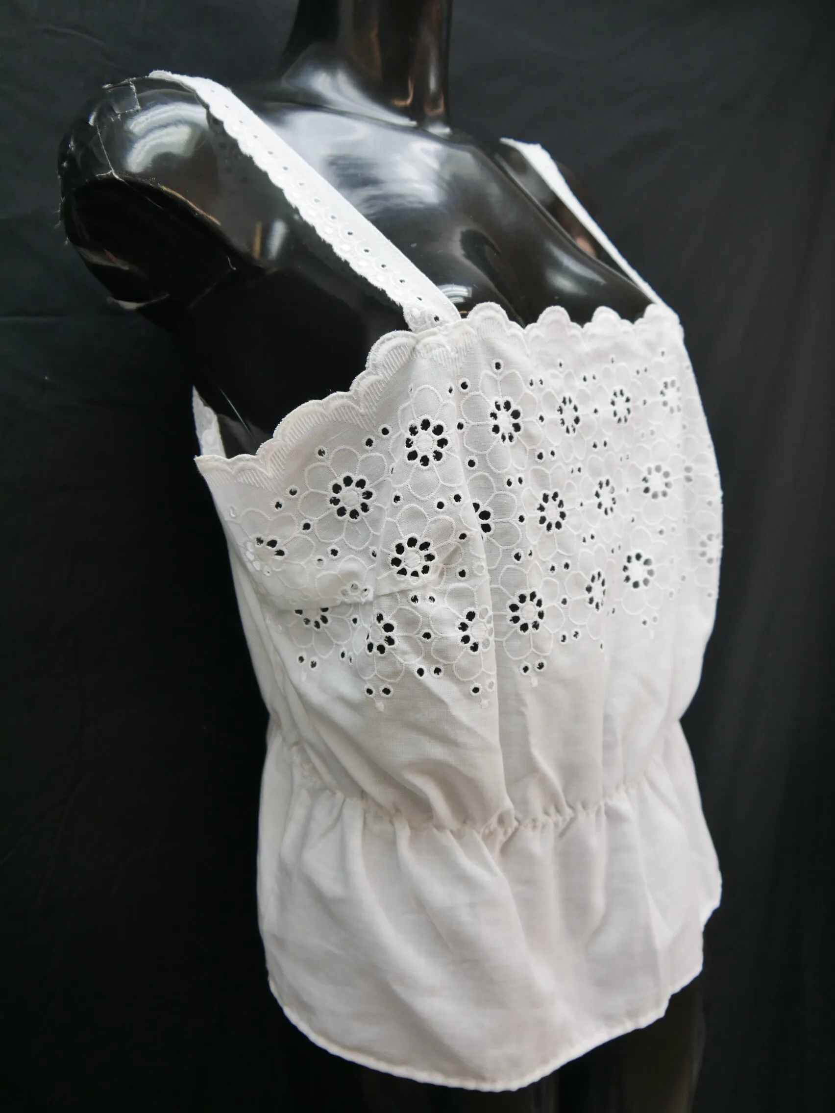 Gr.44/46 Trachtenbluse weiß Bluse für Dirndl Miss Helen Spitze ärmellos TB9055
