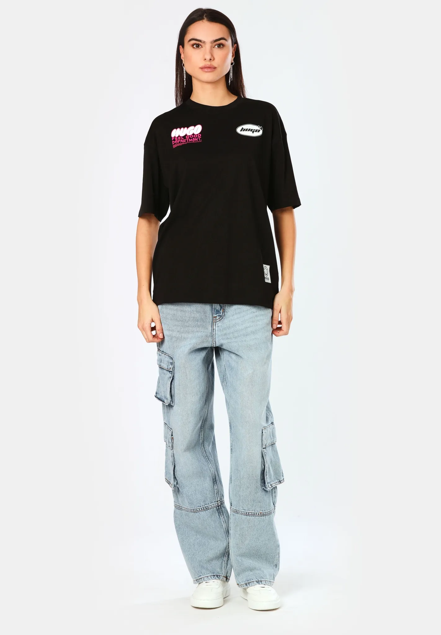 HUGO BLUE Oversized T-Shirt aus Baumwoll-Jersey mit Grafiken der Saison 10755330