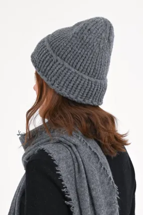 Maxi-Cashmere Mütze in Dunkelgrau