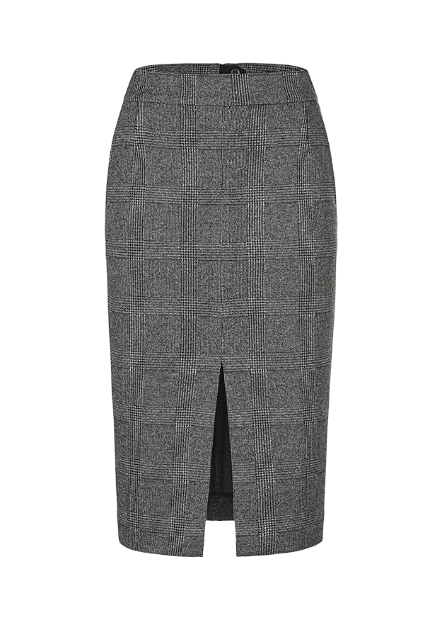 MIDIROCK AUS GLENCHECK JERSEY  »  Größe: 40, Farbe: black patterned