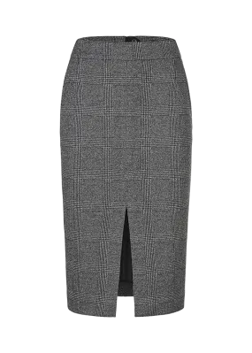 MIDIROCK AUS GLENCHECK JERSEY  »  Größe: 40, Farbe: black patterned