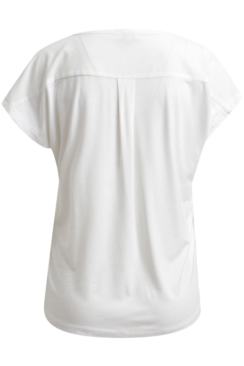 Milano Italy Sleeveless blouseshirt w jersey back and chiffon front, w chestpo offwhite