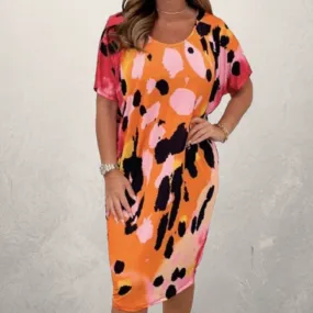 Orange Bedrucktes Kleid