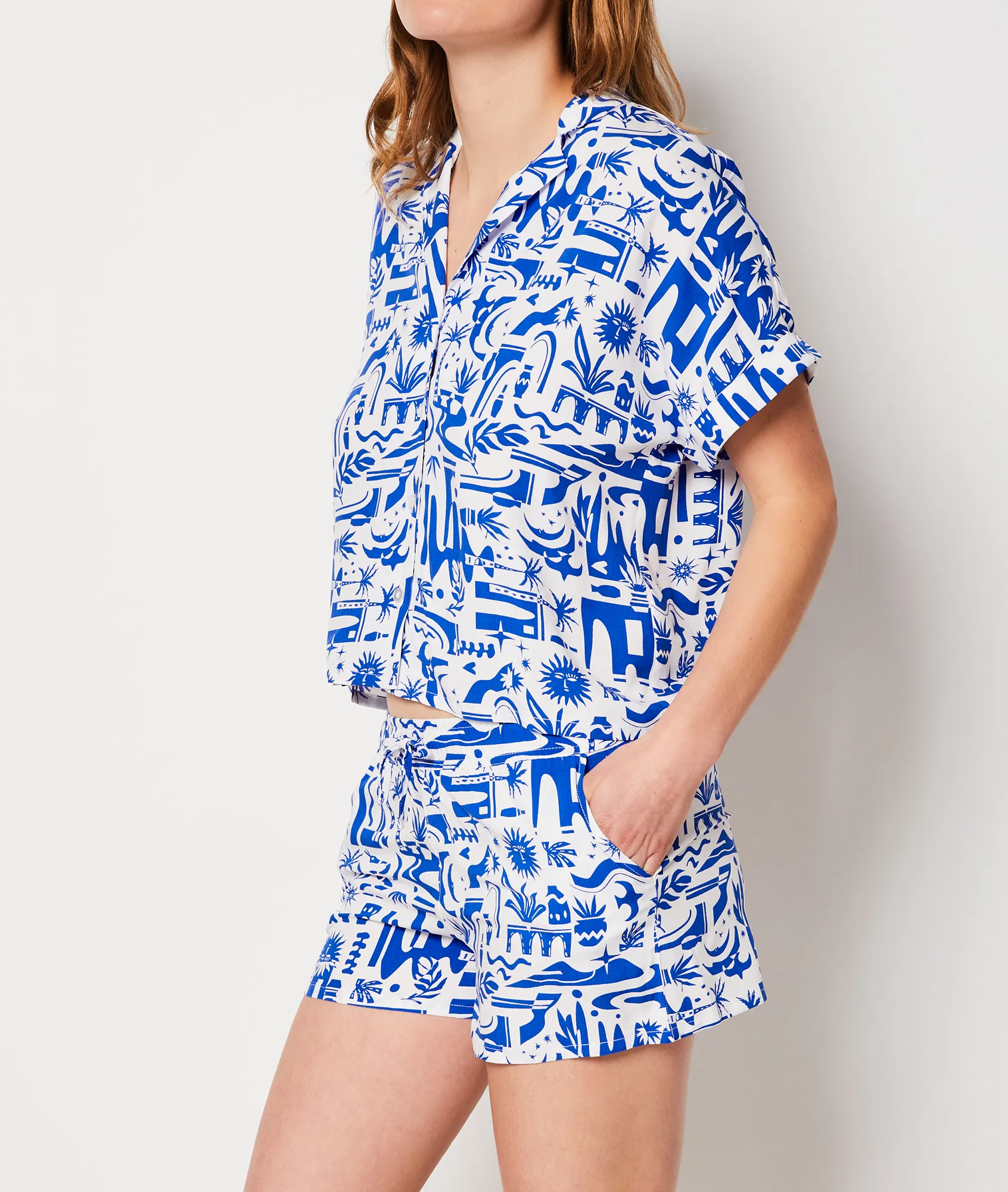 Pyjama shorts mit print VISCOSE