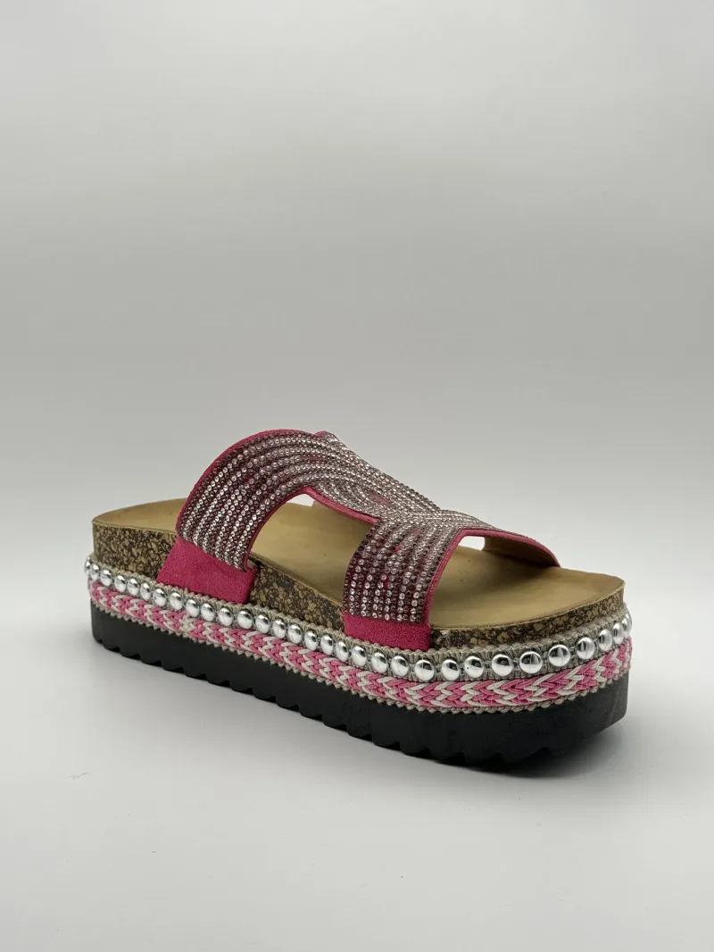 Sandalen mit dicker Sohle und Pailletten-Schmuckmuster