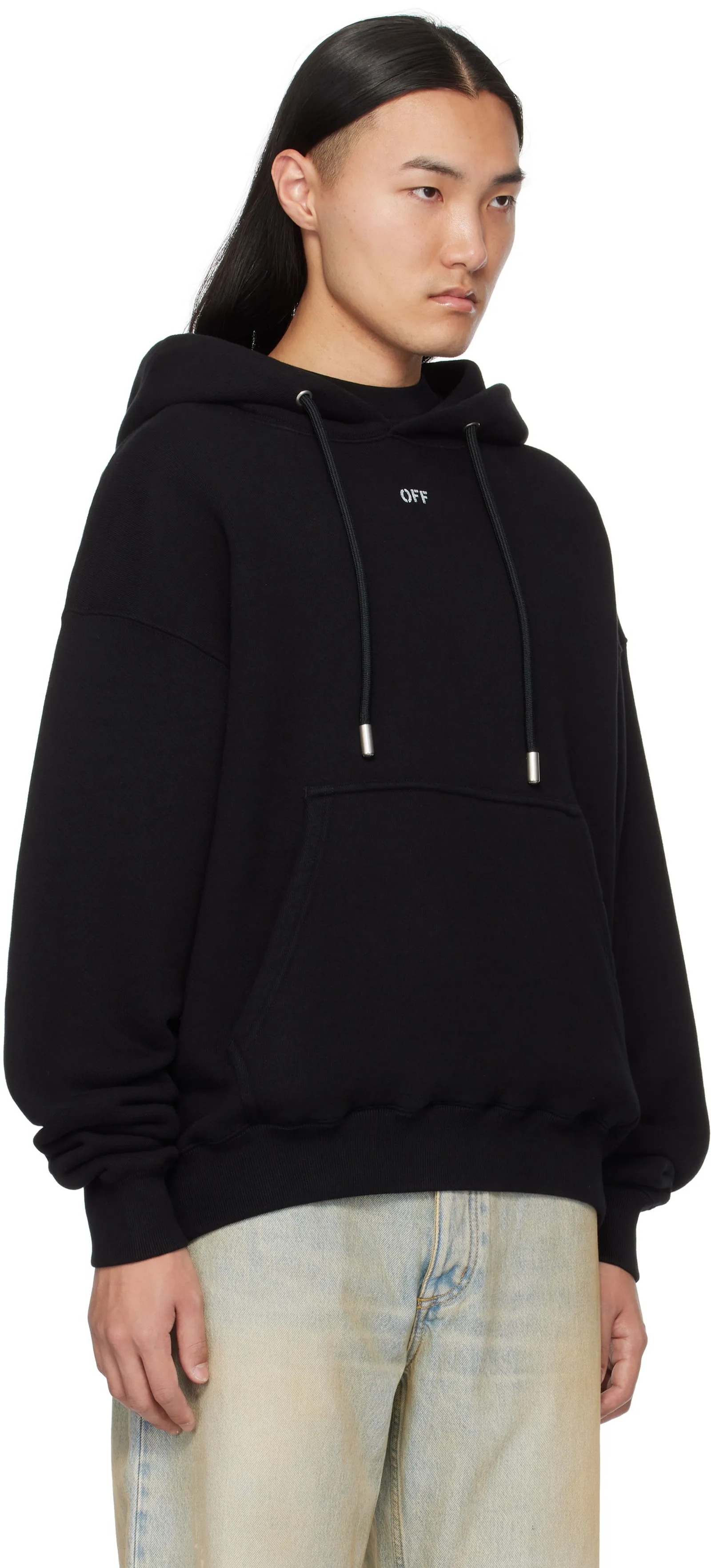 Sweatshirt Off-White Black Off Stamp Skate Hoodie OMBB085C99FLE0101001
