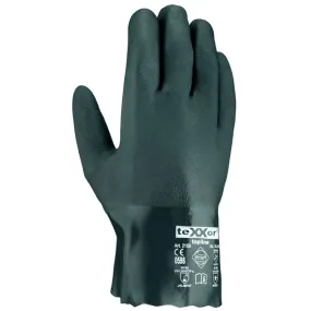 topline Chemikalienschutz-Handschuhe, PVC grün, Jersey 27 cm - teXXor - 2150