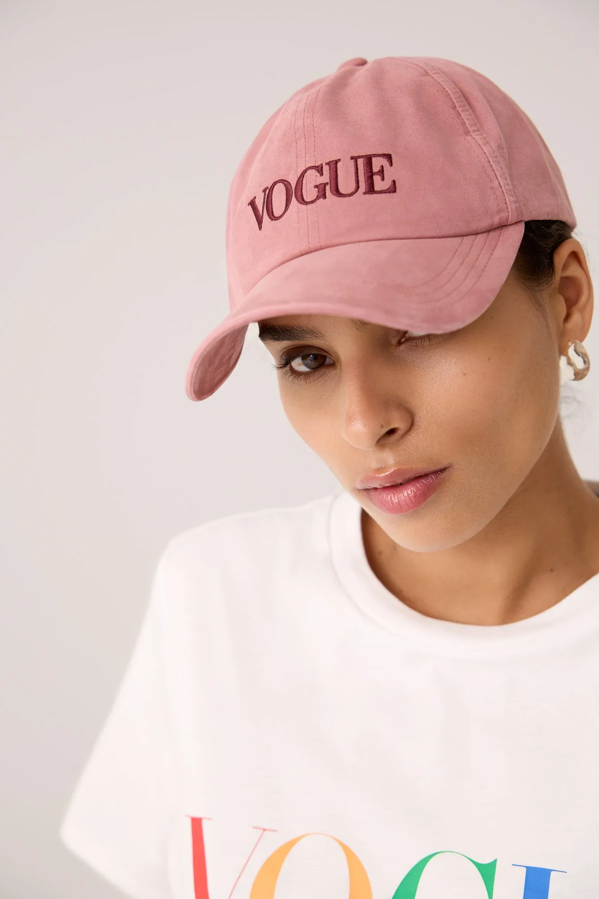 VOGUE Cap Ash Rose mit Logo-Stickerei