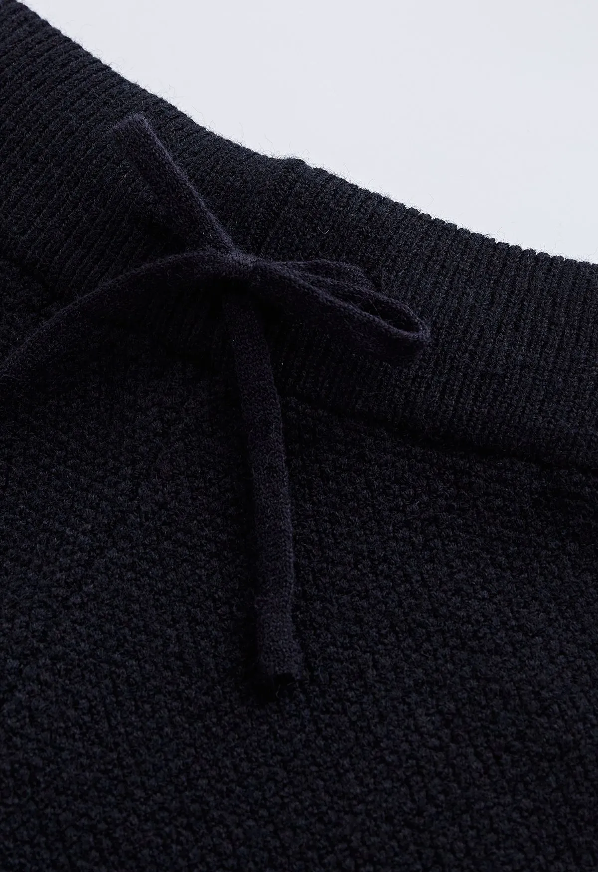 Waffelstrick-Hi-Lo-Pullover und Hose mit weitem Bein im Set in Schwarz